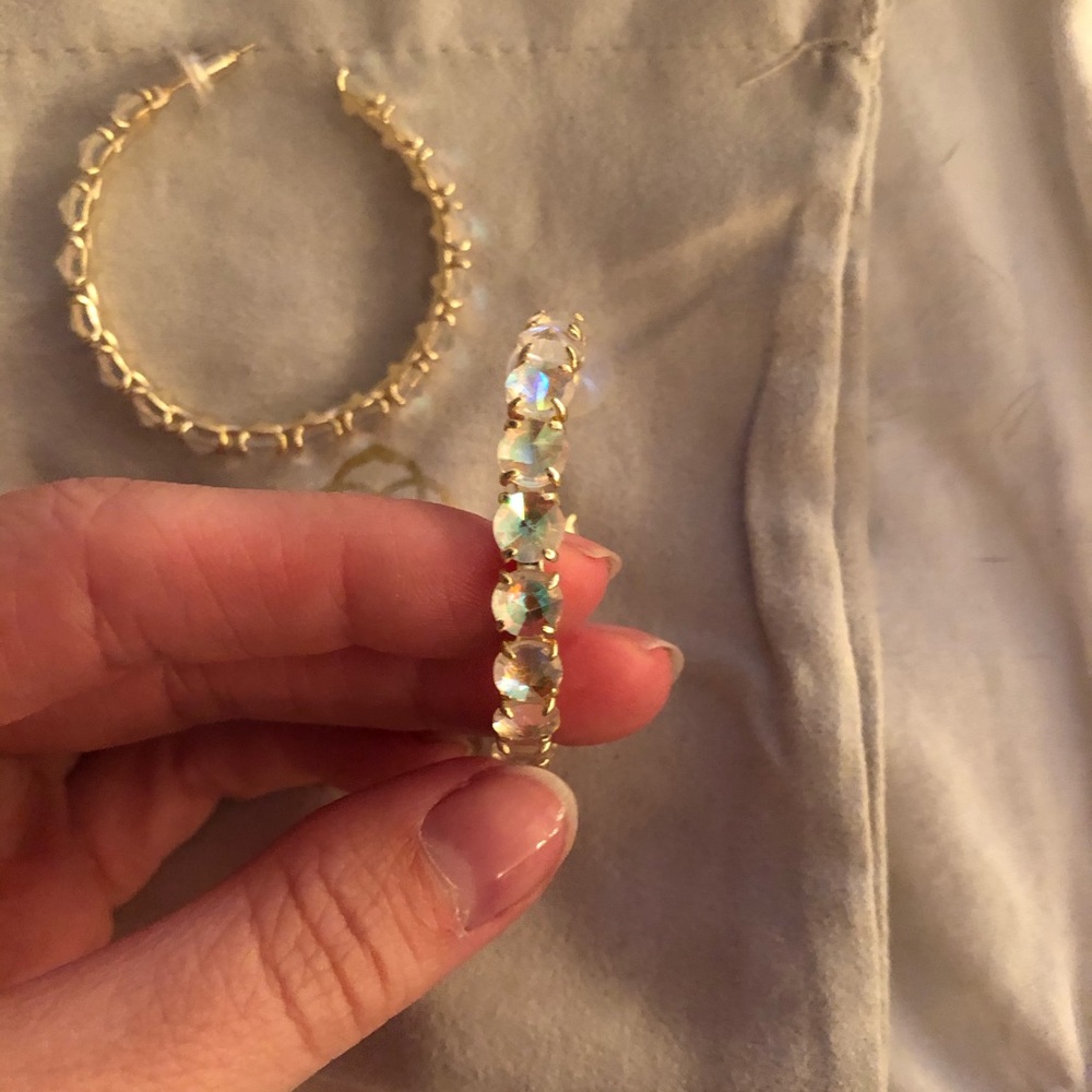 Kendra Scott Gold Hoops with Dichroic Glass